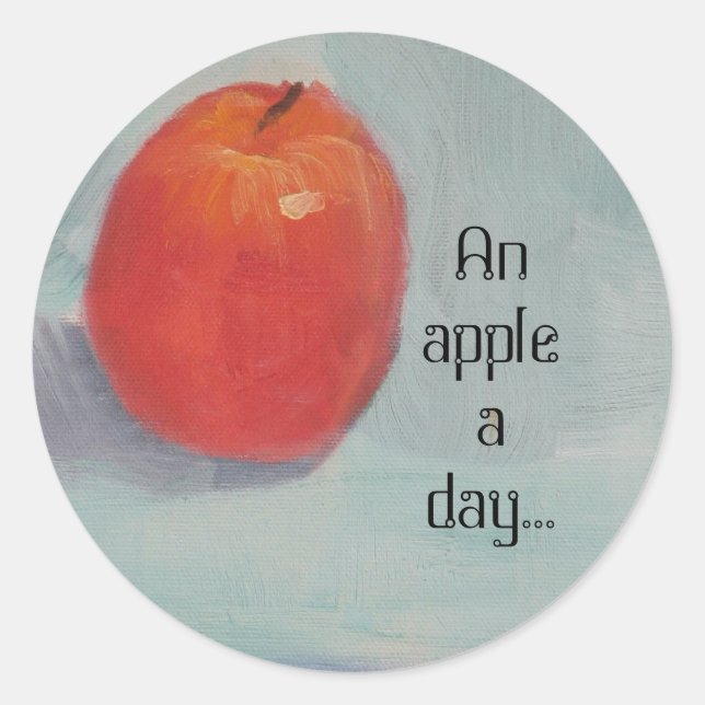 PEGATINA REDONDA ¡UNA MANZANA AL DÍA! (Anverso)