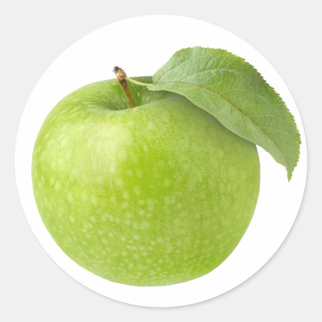 Pegatina Redonda Una manzana verde (Anverso)