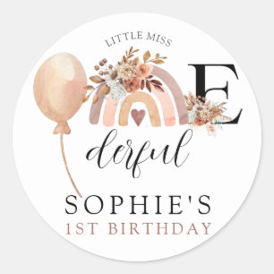 Pegatina Redonda Una maravillosa invitación al cumpleaños del Chica