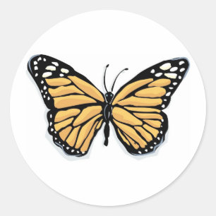 Pegatina Redonda Una mariposa monarca delgada