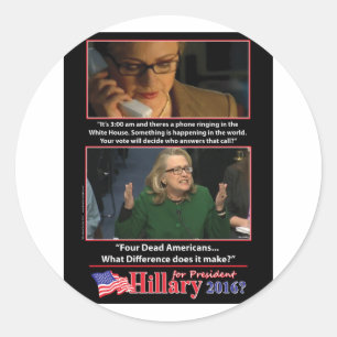 Pegatina Redonda Una mirada sarcástica a Hillary para presidente 20