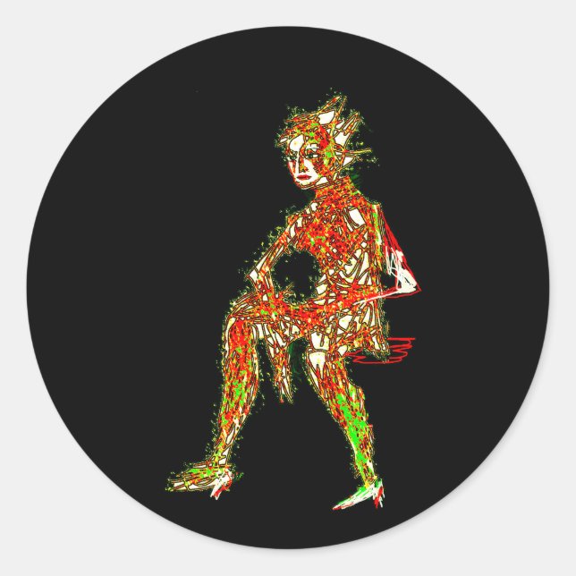 Pegatina Redonda Una mujer sentada (Anverso)