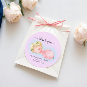 Pegatina Redonda Una niña dulce Baby Shower