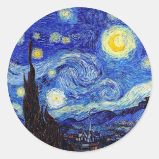 Pegatina Redonda Una noche estrellada inspiró productos Van Gogh Cl