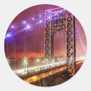 Pegatina Redonda Una noche ventosa y lluviosa desde Fort Lee