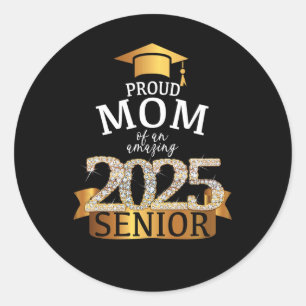 Pegatina Redonda Una Orgullosa Mamá Senior 2025 Yo Elegante Celebra