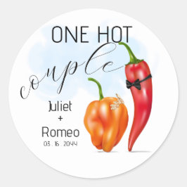 Pegatina Redonda Una pareja caliente pimienta picante boda