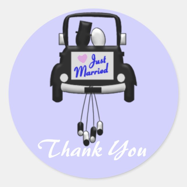 Pegatina Redonda Una pareja de Bodas casados con Pegatinas de coche (Anverso)