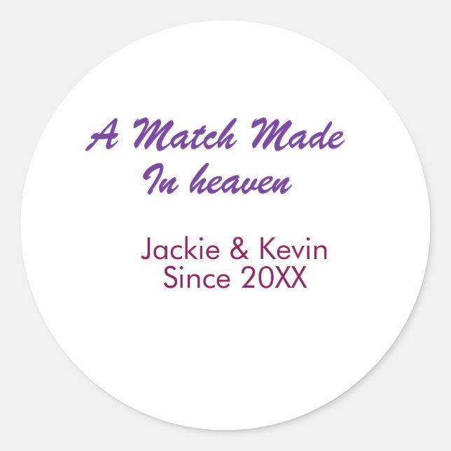 Pegatina Redonda Una pareja hecha en el cielo púrpura malva desde e (Anverso)