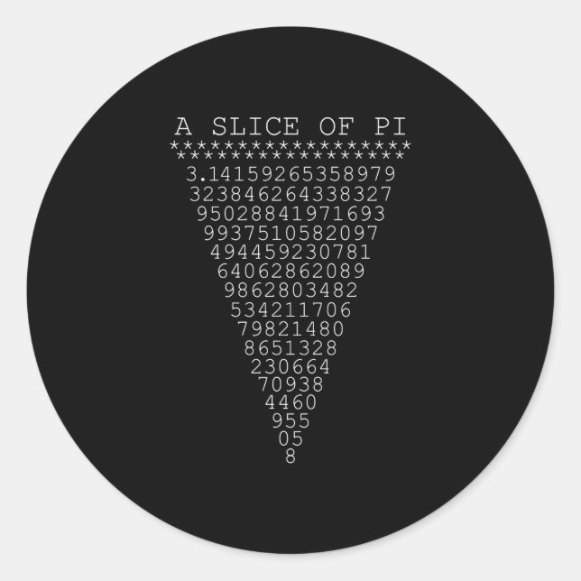 Pegatina Redonda Una parte de los dígitos del pi (Anverso)