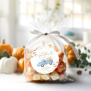 Pegatina Redonda Una pequeña calabaza está en camino Baby Shower