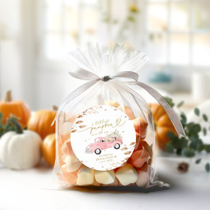 Pegatina Redonda Una pequeña calabaza está en camino Baby Shower