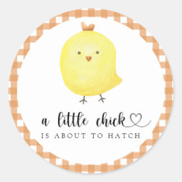 Pegatina Redonda Una pequeña chica está a punto de cerrar la ducha