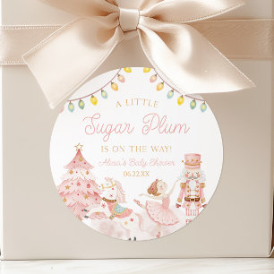 Pegatina Redonda Una pequeña ducha de bebé Cascanueces Sugar Plum