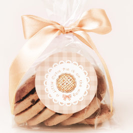 Pegatina Redonda Una pequeña ducha de bebé de Pie gingham Bow