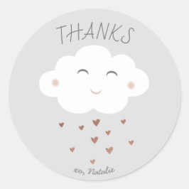 Pegatina Redonda Una pequeña ducha de bebé en la nube gracias pegat