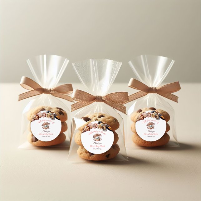 Pegatina Redonda Una pequeña perla bajo el mar Chica Baby Shower (Subido por el creador)