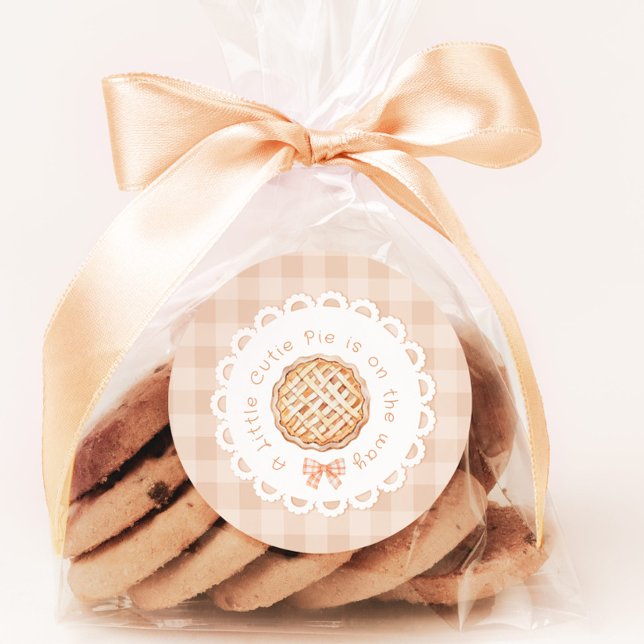 Pegatina Redonda Una pequeña y linda Pie de gingham para baby showe (Subido por el creador)