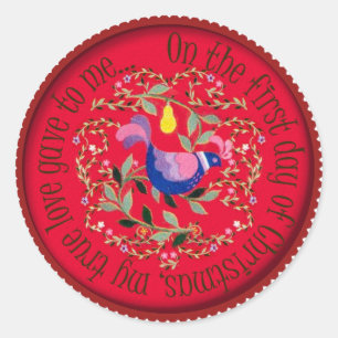 Pegatina Redonda Una perdiz en un peral