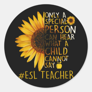 Pegatina Redonda Una persona especial del docente de Sunflower ESL