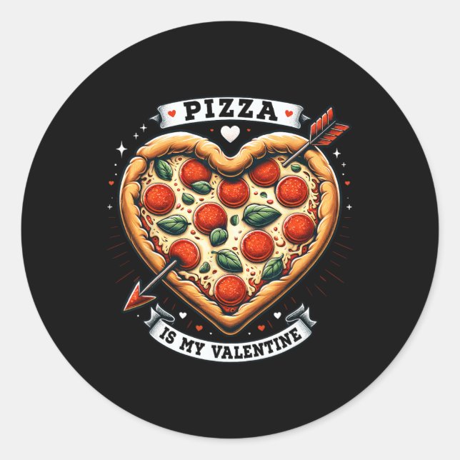 Pegatina Redonda Una pizza divertida es mi pagina de San Valentín (Anverso)