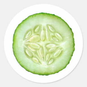 Pegatina Redonda Una rebanada de pepino