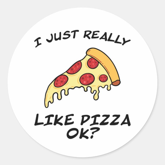 Pegatina Redonda Una rebanada de pizza divertido diciendo un regalo (Anverso)