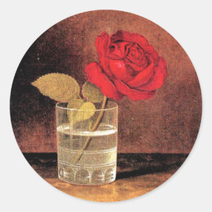 Pegatina Redonda Una rosa roja, un bonito cuadro artístico,