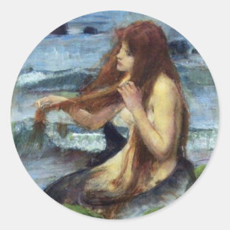 Pegatina Redonda Una sirena (estudio)