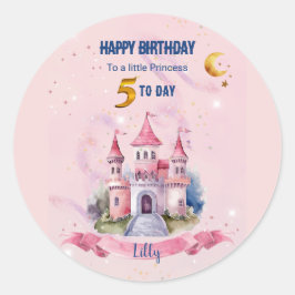Pegatina Redonda Una tarjeta de cumpleaños de fantasía linda