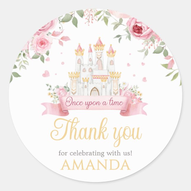 Pegatina Redonda Una vez a la fiesta de cumpleaños (Anverso)