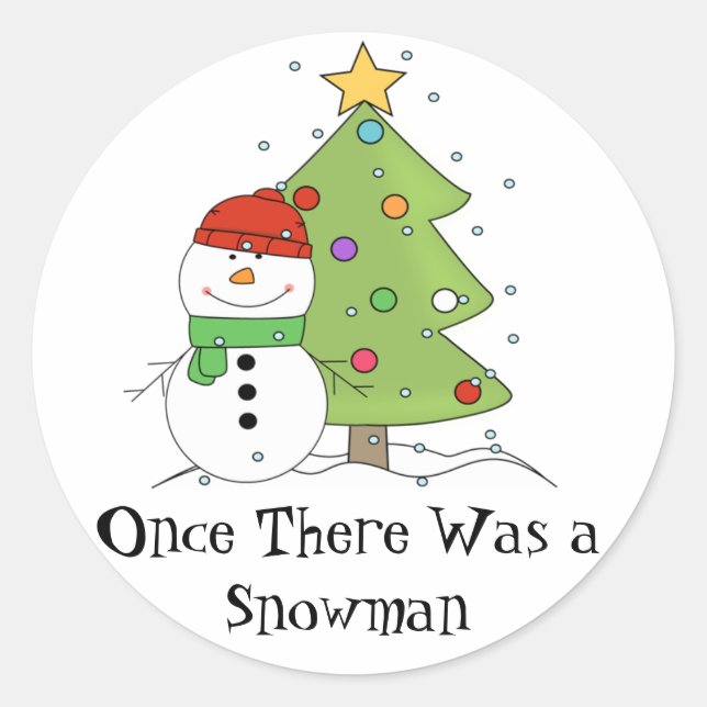 Pegatina Redonda Una vez hubo Navidades primarios de Snowman LDS (Anverso)
