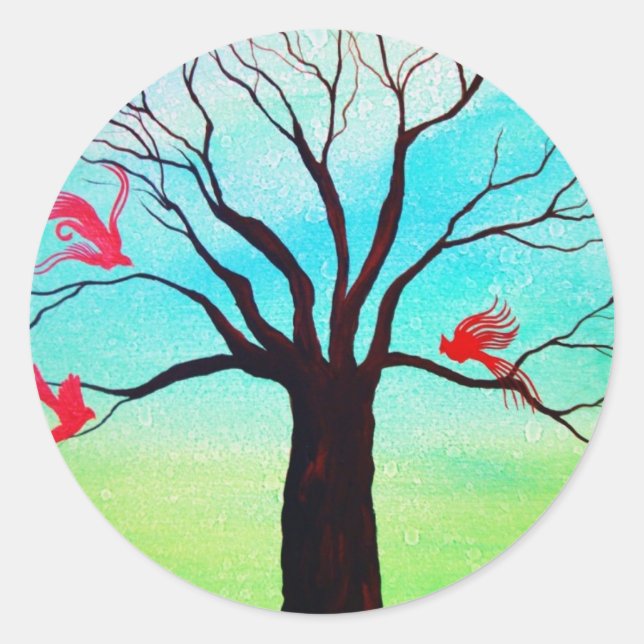 Pegatina Redonda Unas alas rojas (Anverso)