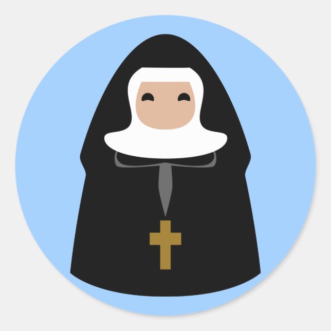 Pegatina Redonda Unas pequeñas monjas ricas (Anverso)