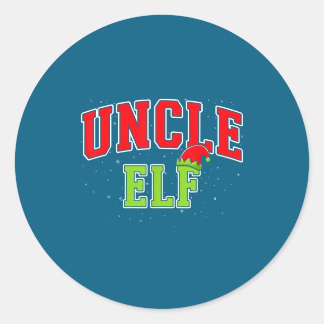 Pegatina Redonda Uncle Elf Christmas Family Matching Group Xmas Unc (Anverso)