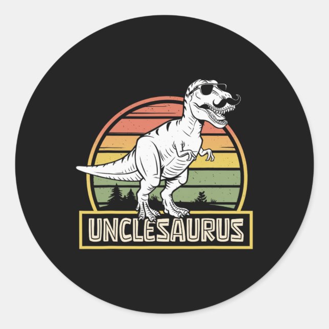 Pegatina Redonda Unclesaurus T Rex Dinosaur Uncle Saurus Mating F (Anverso)