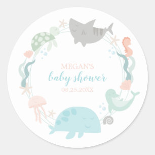 Pegatina Redonda Under the Sea Baby Shower