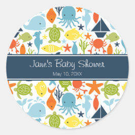 Pegatina Redonda Under the Sea Baby Shower