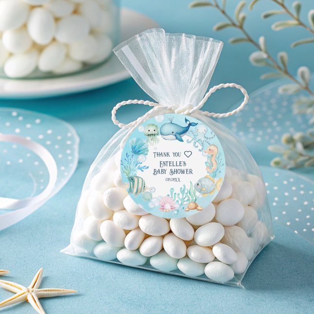Pegatina Redonda Under the Sea Baby Shower (Subido por el creador)