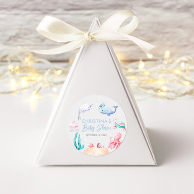 Pegatina Redonda Under the Sea Nautical Baby Shower (Subido por el creador)