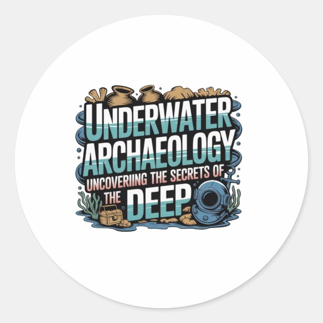 Pegatina Redonda  Underwater Archaeology (Anverso)