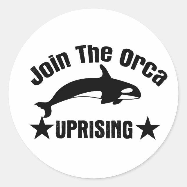 Pegatina Redonda Únete al levantamiento de Orca (Anverso)