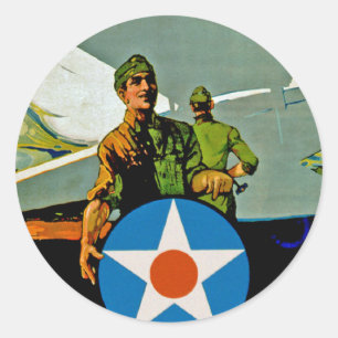 Pegatina Redonda Únete Al Servicio Aéreo ~ Dale La Pistola