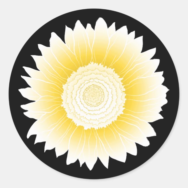 Pegatina Redonda unflor amarillo (Anverso)