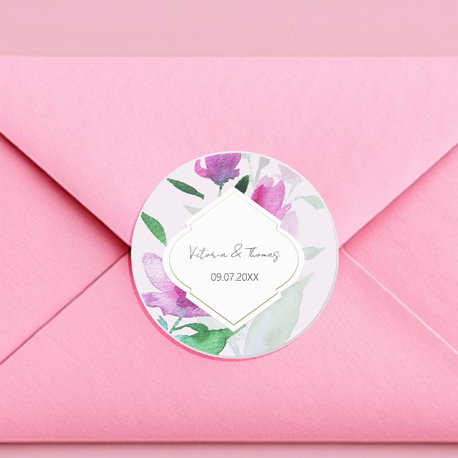 Pegatina Redonda Unicidad De Flores De Agua Lilac (Subido por el creador)