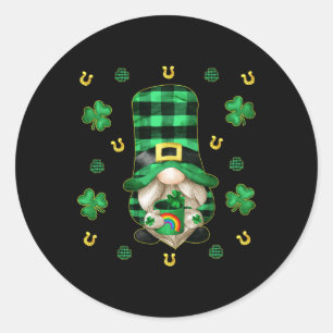Pegatina Redonda Único Día de Gnome St Patricks - Cute Buffalo Plai