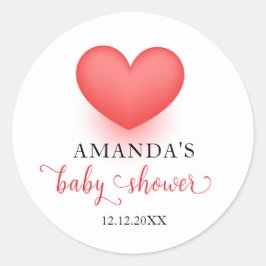 Pegatina Redonda Único Pequeño Corazón San Valentín Baby Shower
