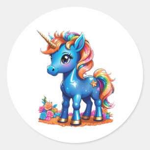 Pegatina Redonda Unicorn bebé