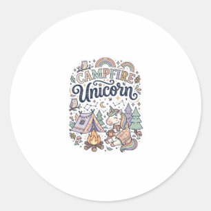 Pegatina Redonda Unicorn Campfire Unicorn Premium Vector Sticker an