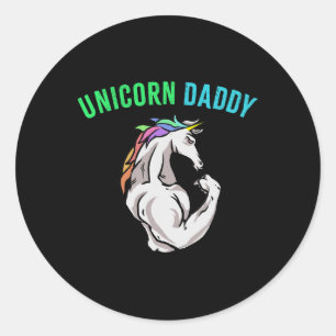 Pegatina Redonda Unicorn Daddy - Funny Magness Fitness Bodybuilder